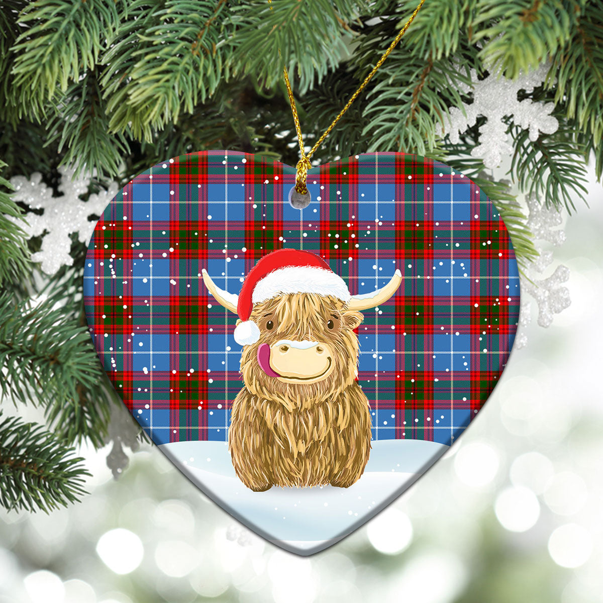 Clan Pennycook Tartan Christmas Ceramic Ornament Highland Cows Style QS60 Pennycook Tartan Tartan Ornament   