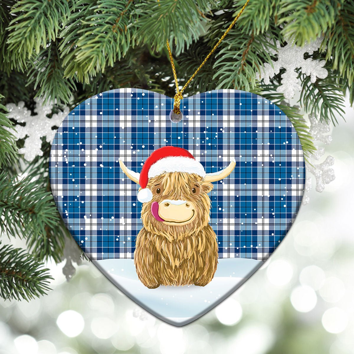 Clan Roberton Tartan Christmas Ceramic Ornament Highland Cows Style LN10 Roberton Tartan Tartan Ornament   