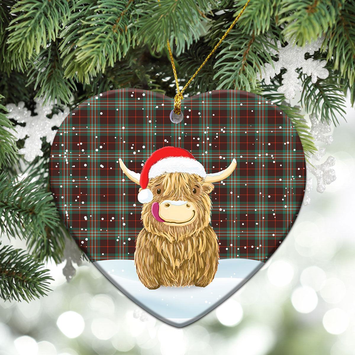 Clan Scott Brown Ancient Tartan Christmas Ceramic Ornament Highland Cows Style LP32 Clan Scott (Scott Tartan) Tartan Ornament   