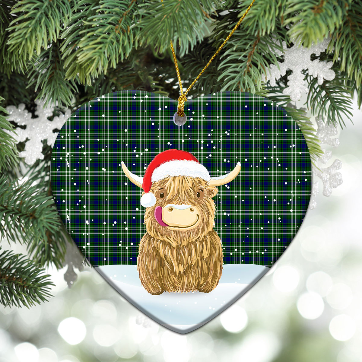 Clan Spottiswood Tartan Christmas Ceramic Ornament Highland Cows Style FD65 Spottiswood Tartan Tartan Ornament   