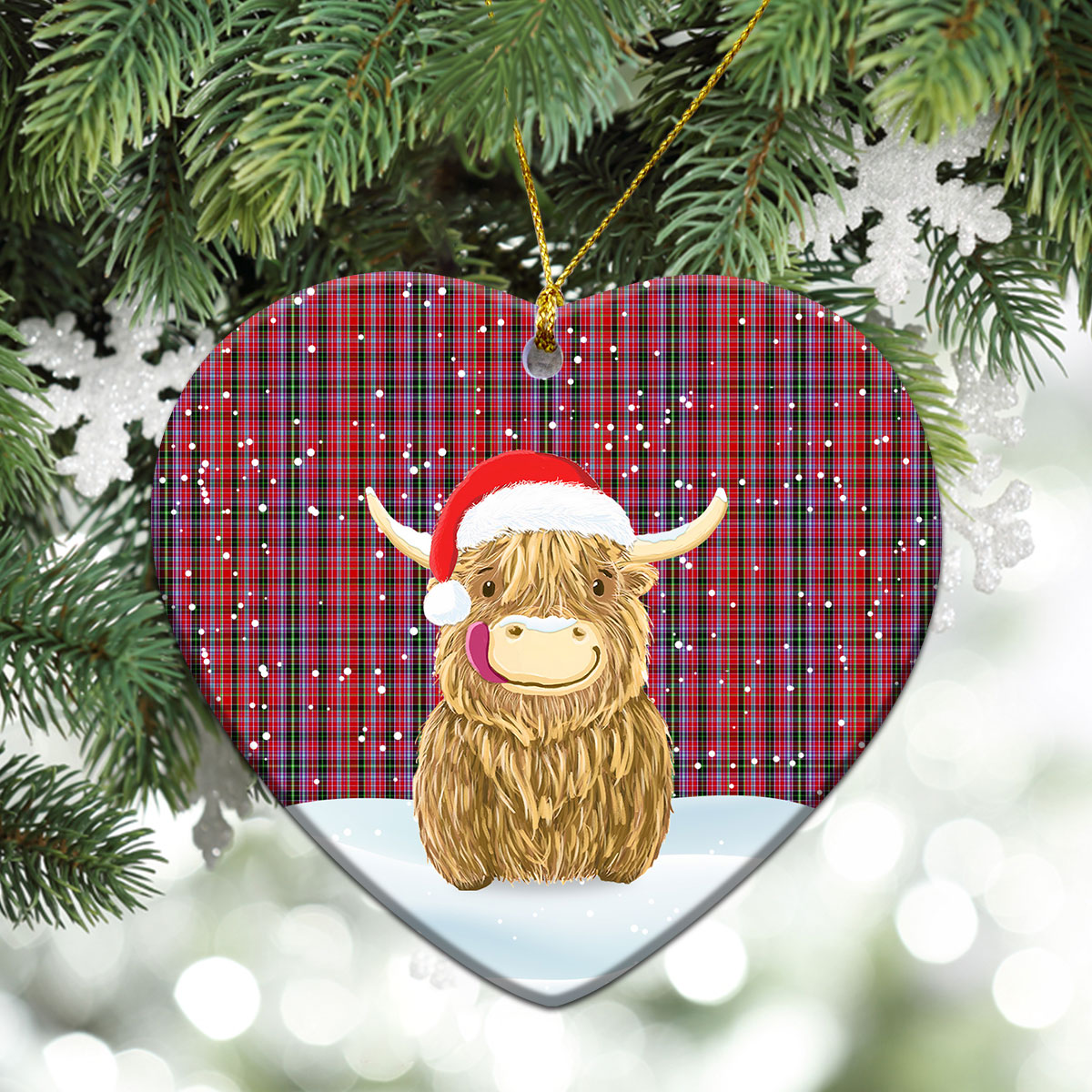 Clan Udny Tartan Christmas Ceramic Ornament Highland Cows Style JW89 Udny Tartan Tartan Ornament   