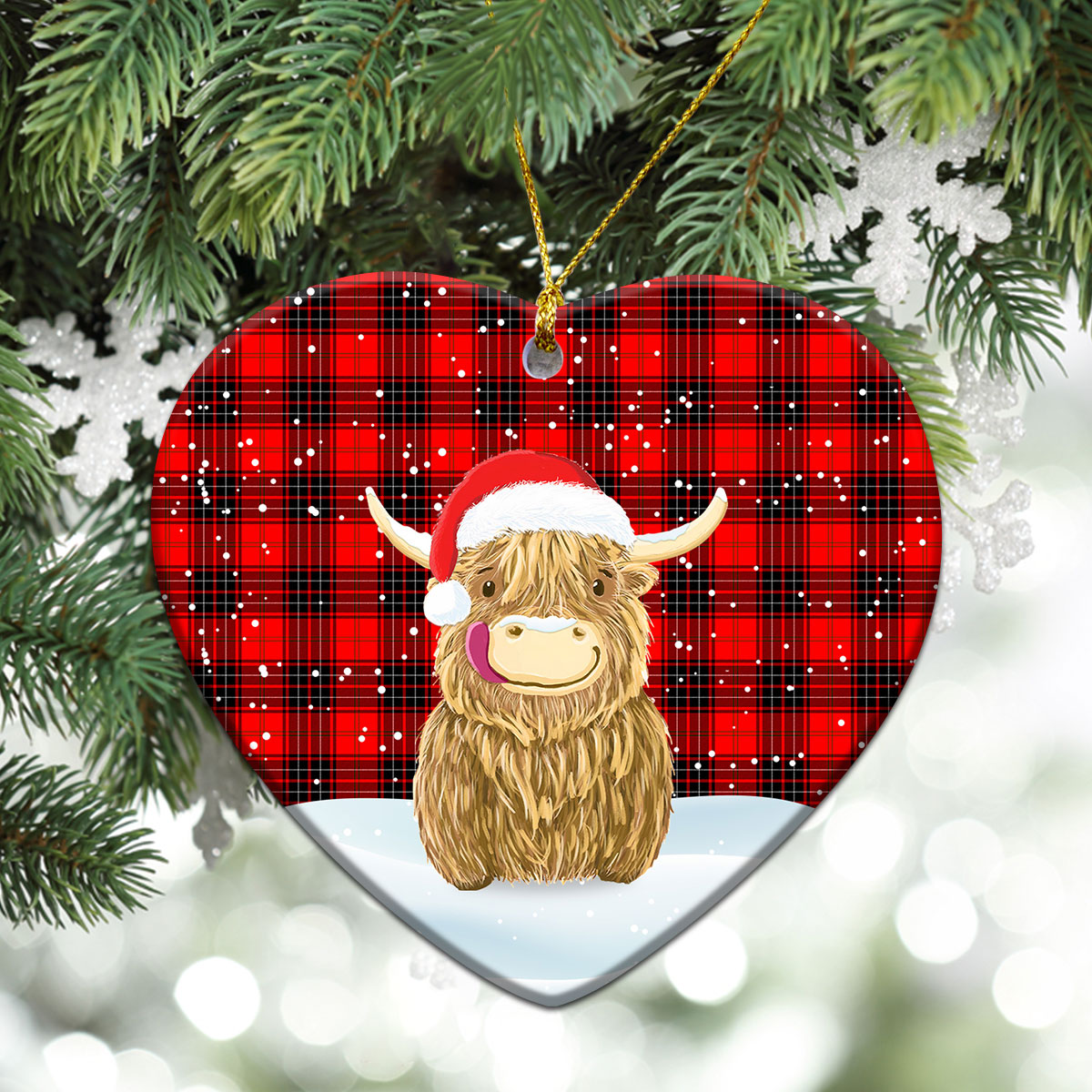 Clan Wemyss Modern Tartan Christmas Ceramic Ornament Highland Cows Style VF58 Wemyss Modern Tartan Tartan Ornament   