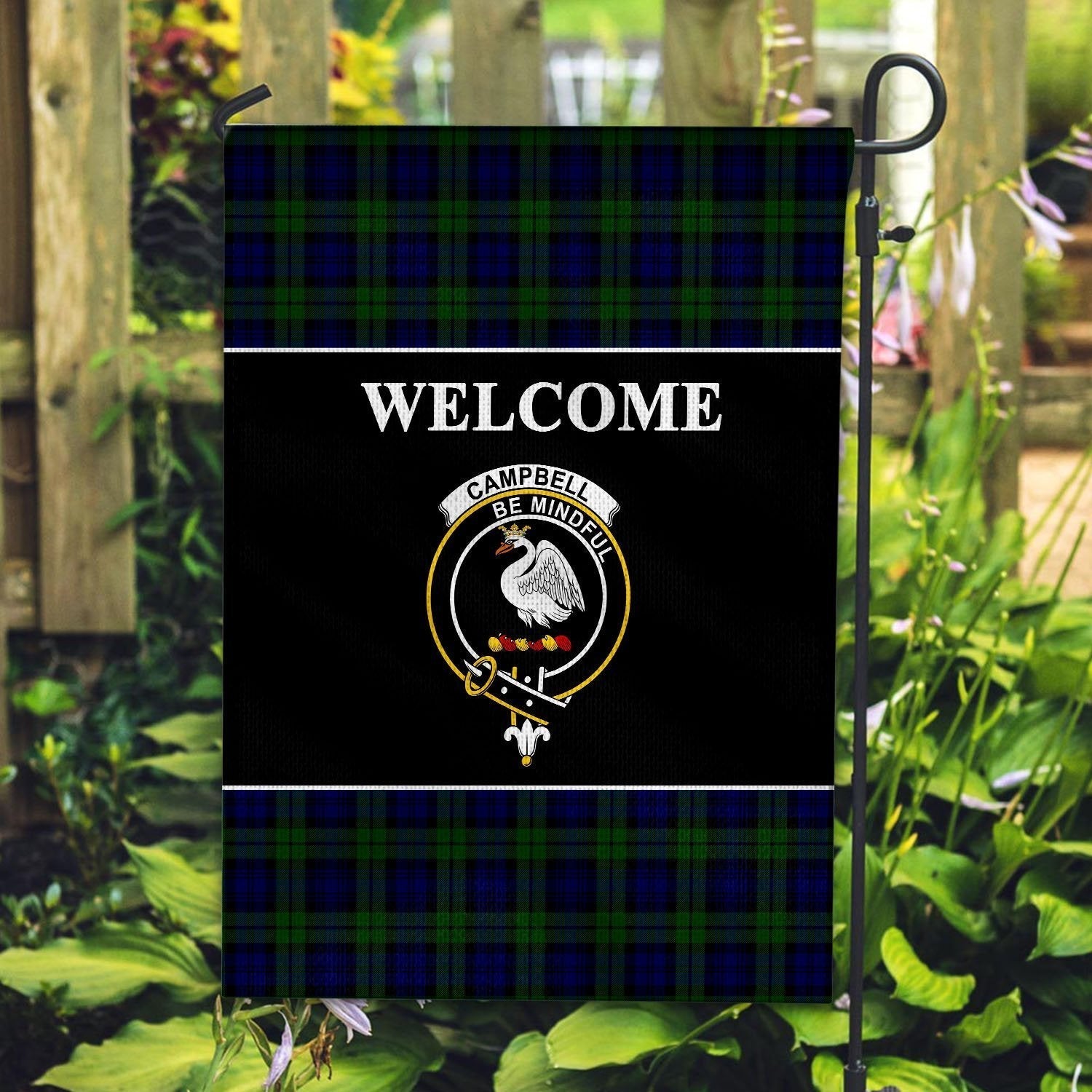 Clan Campbell Tartan Crest Black Garden Flag JG21 Clan Campbell Tartan Today   