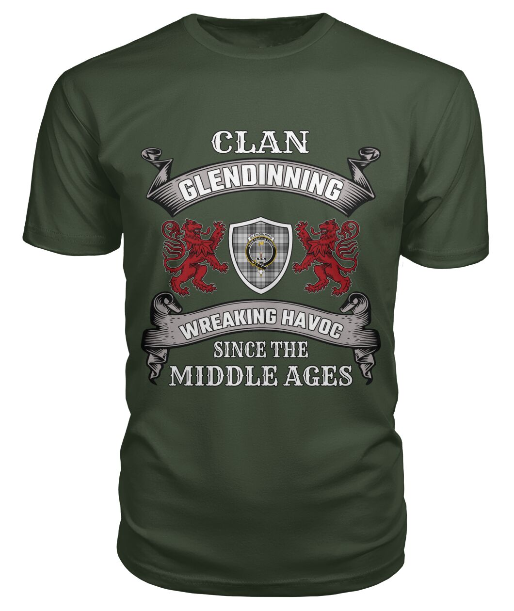 Clan Glendinning Family Tartan 2D T-shirt CL65 Glendinning Tartan Clan Tartan T-Shirt City Green S Glendinning Tartan Clan