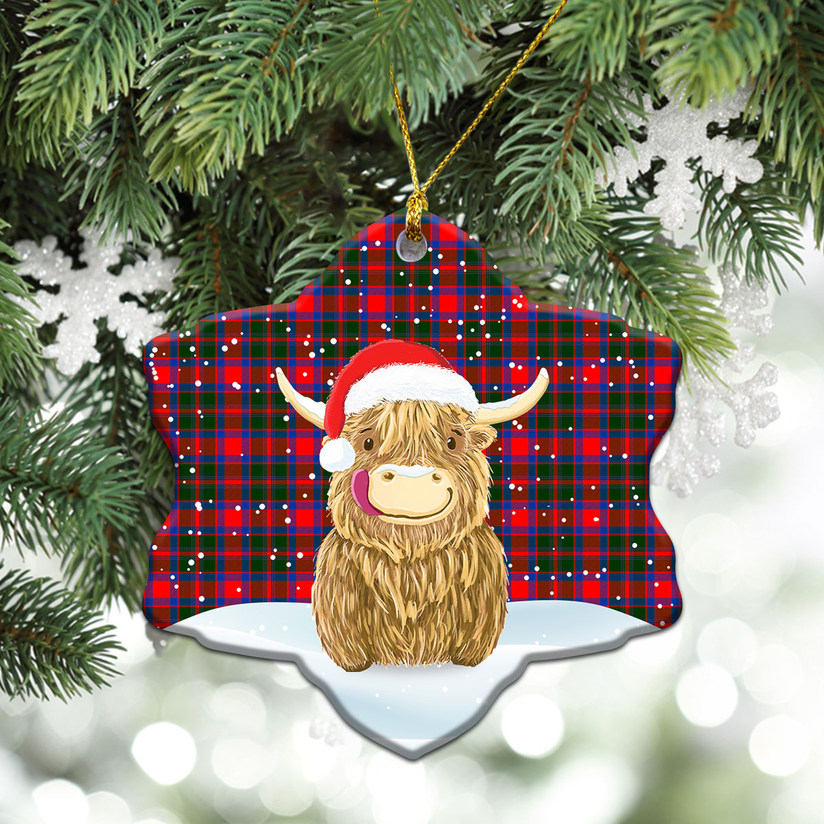 Clan Carrick District Tartan Christmas Ceramic Ornament Highland Cows Style JZ23 Carrick District Tartan Tartan Ornament   