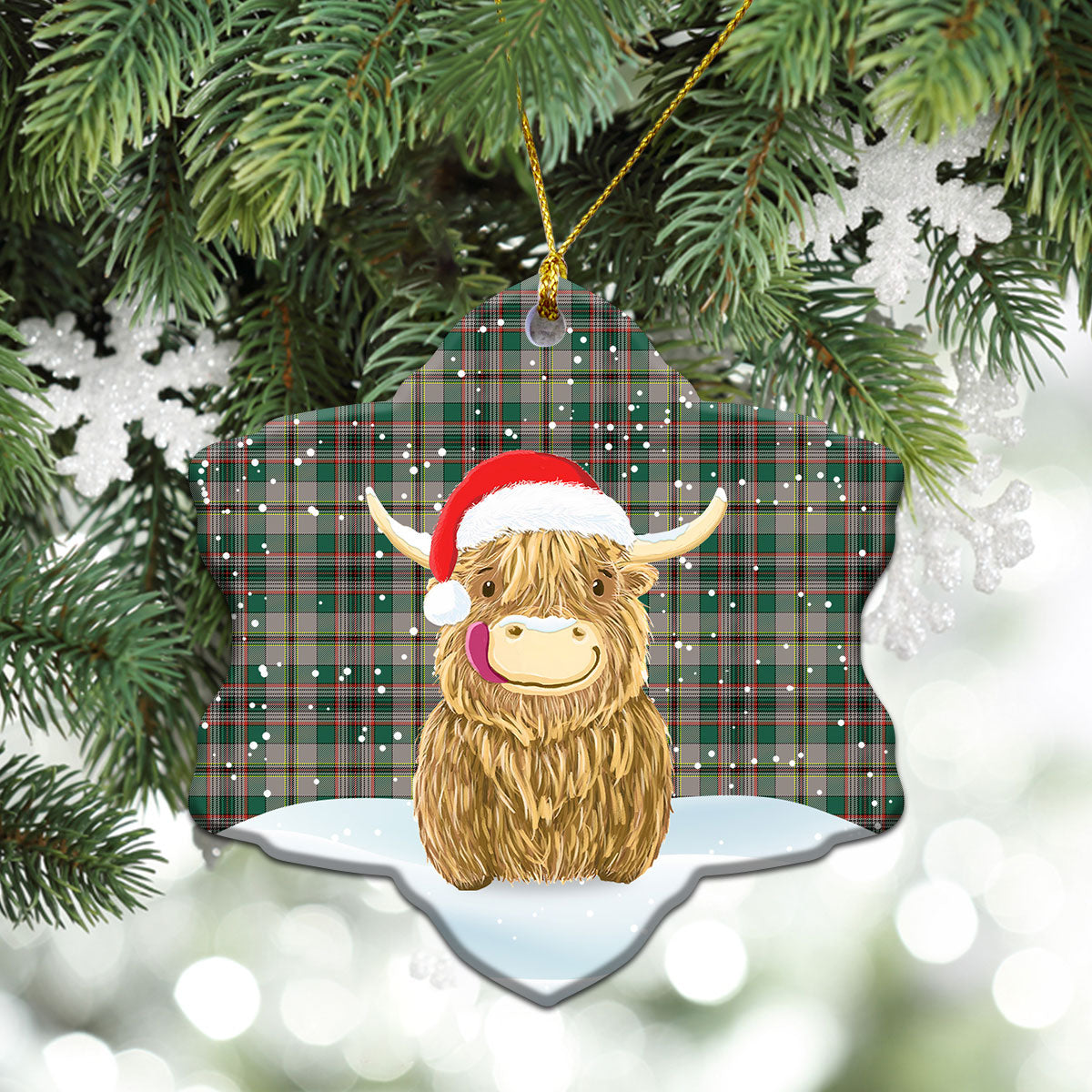 Clan Craig Ancient Tartan Christmas Ceramic Ornament Highland Cows Style IQ92 Craig Ancient Tartan Tartan Ornament   