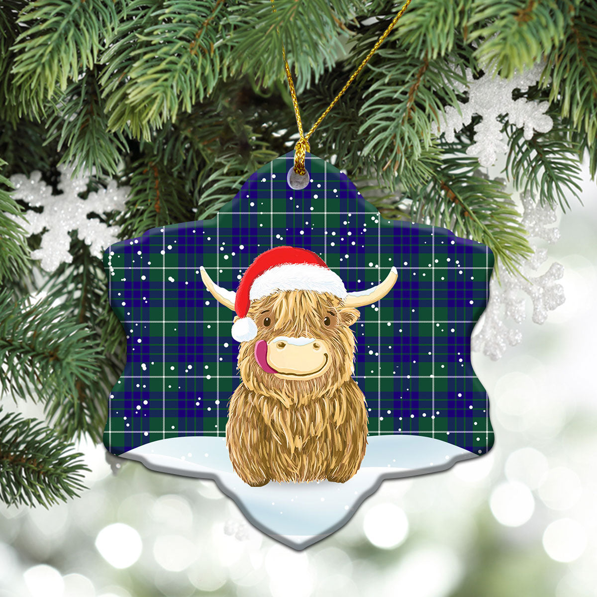 Clan Hamilton Hunting Modern Tartan Christmas Ceramic Ornament Highland Cows Style ME66 Hamilton Hunting Modern Tartan Tartan Ornament   