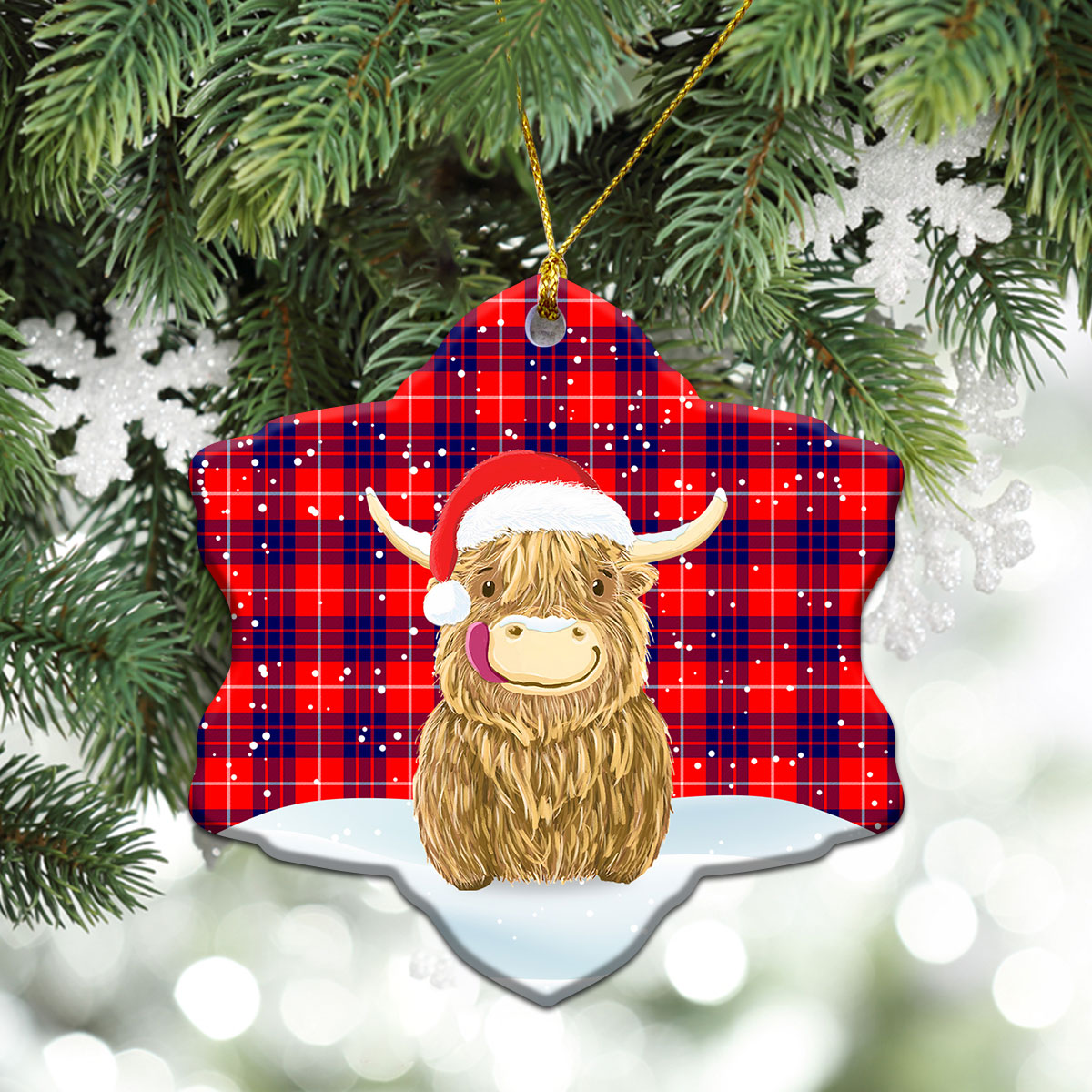 Clan Hamilton Modern Tartan Christmas Ceramic Ornament Highland Cows Style SY57 Hamilton Modern Tartan Tartan Ornament   