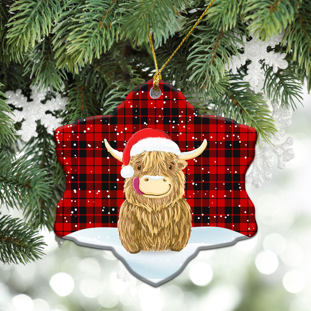 Clan Hogg Tartan Christmas Ceramic Ornament Highland Cows Style LS21 Hogg Tartan Tartan Ornament   