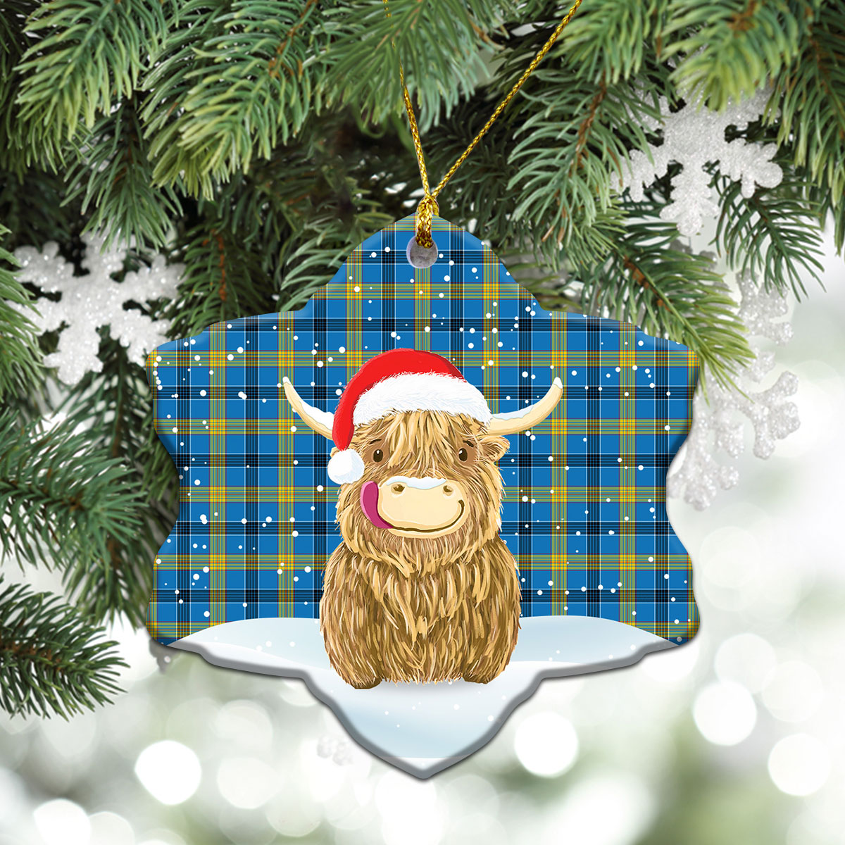 Clan Laing Tartan Christmas Ceramic Ornament Highland Cows Style WP65 Laing Tartan Tartan Ornament   