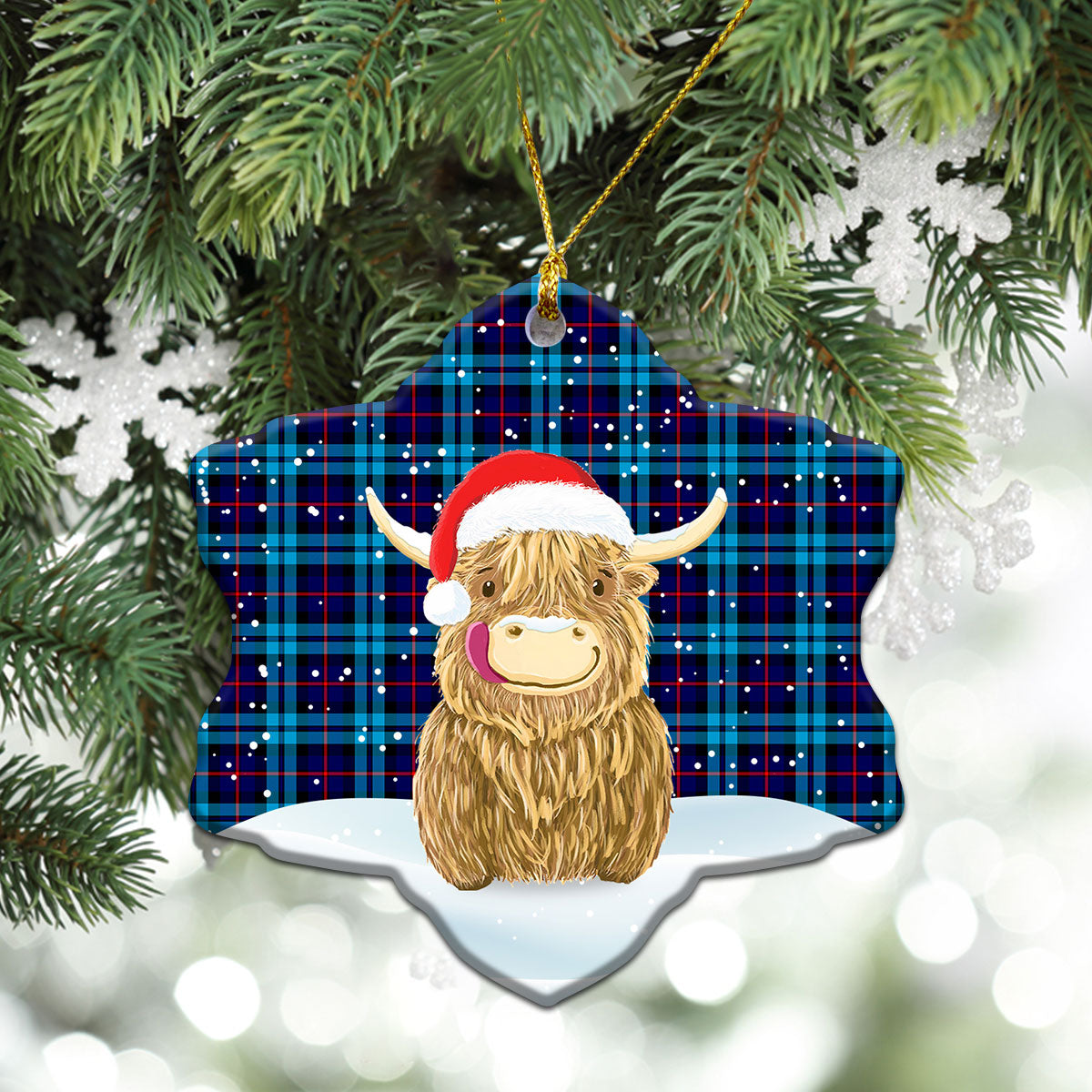 Clan MacCorquodale Tartan Christmas Ceramic Ornament Highland Cows Style XN76 MacCorquodale Tartan Tartan Ornament   