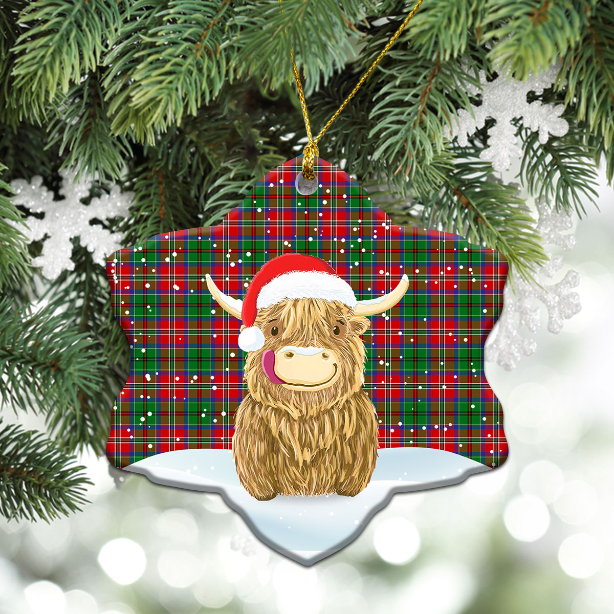 Clan MacCulloch (McCulloch) Tartan Christmas Ceramic Ornament Highland Cows Style DM94 MacCulloch (McCulloch) Tartan Tartan Ornament   