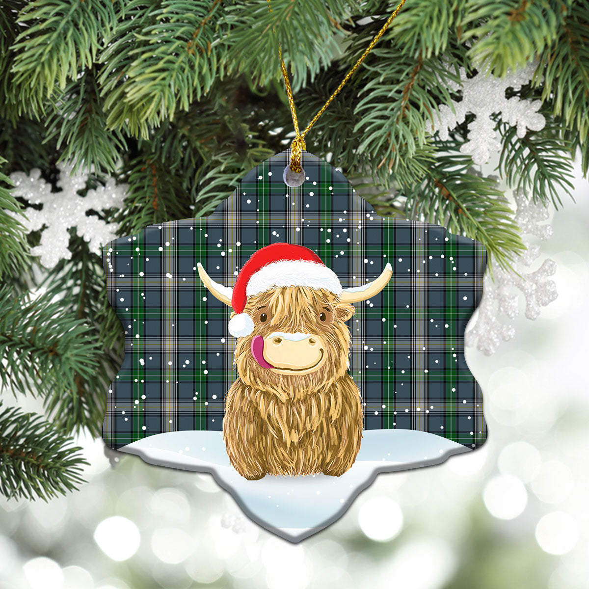 Clan MacDowall Tartan Christmas Ceramic Ornament Highland Cows Style JC61 MacDowall Tartan Tartan Ornament   