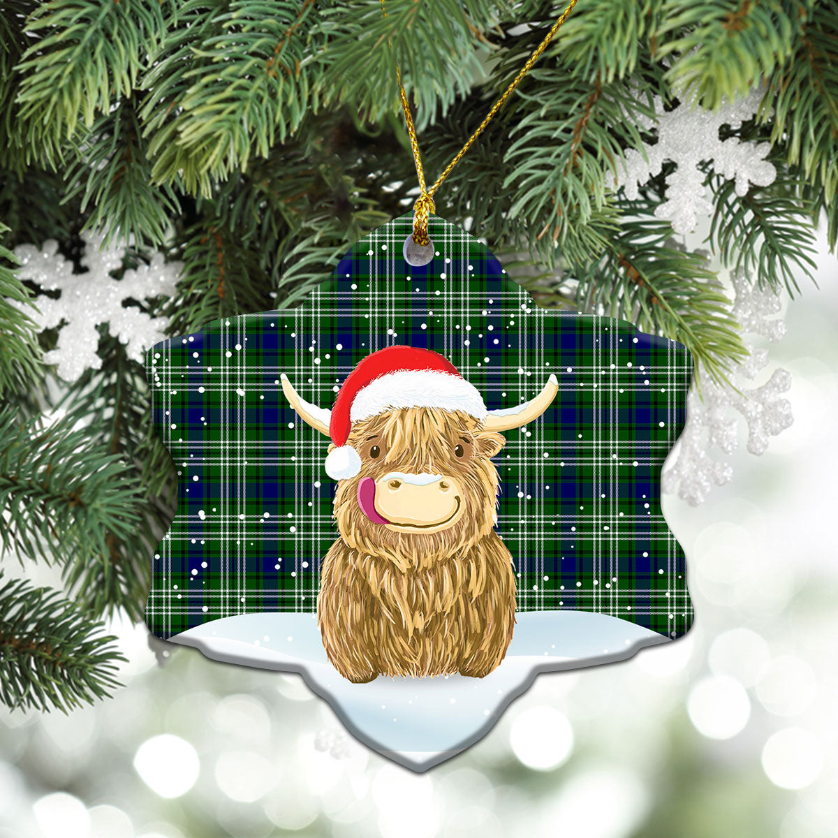 Clan Mow Tartan Christmas Ceramic Ornament Highland Cows Style PO30 Mow Tartan Tartan Ornament   