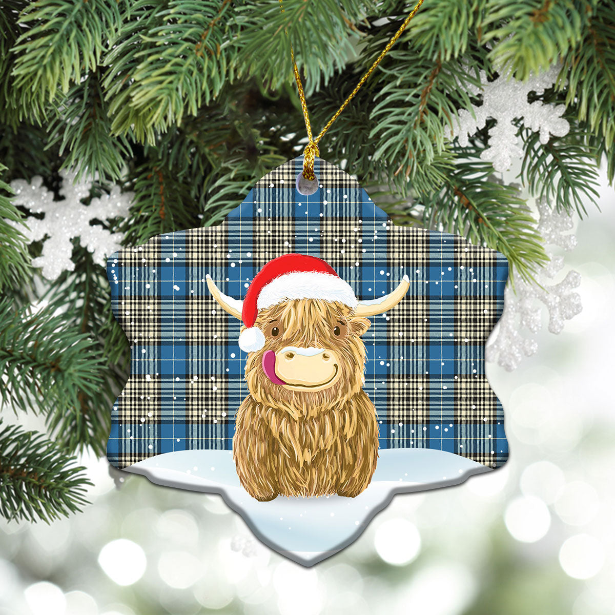 Clan Napier Ancient Tartan Christmas Ceramic Ornament Highland Cows Style LZ35 Napier Ancient Tartan Tartan Ornament   