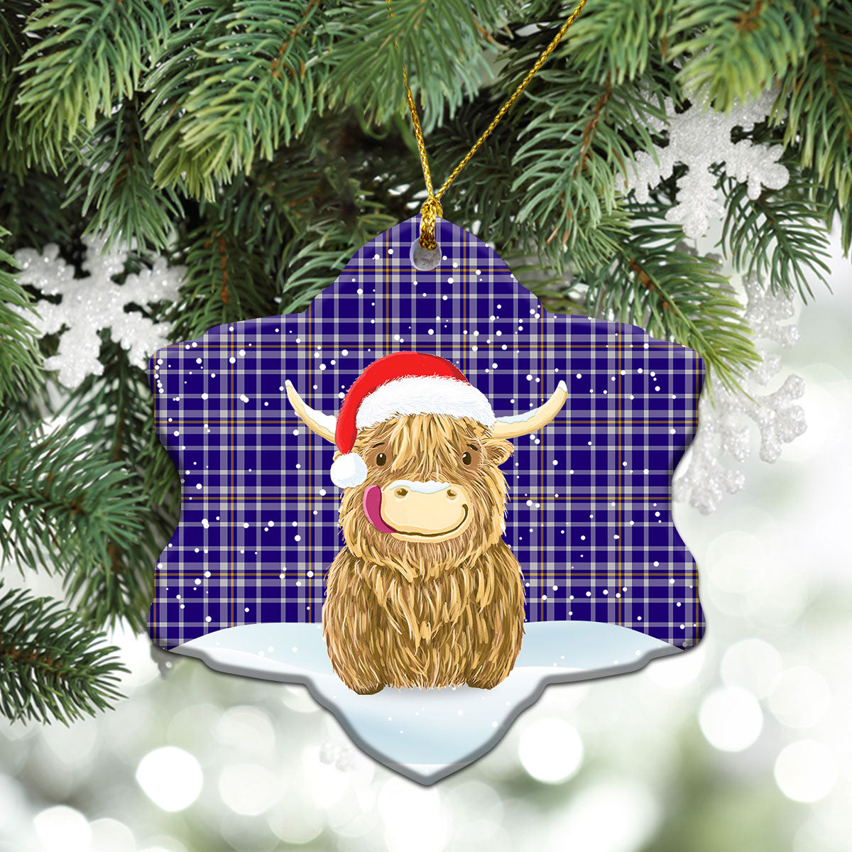 Clan Ochterlony Tartan Christmas Ceramic Ornament Highland Cows Style II41 Ochterlony Tartan Tartan Ornament   