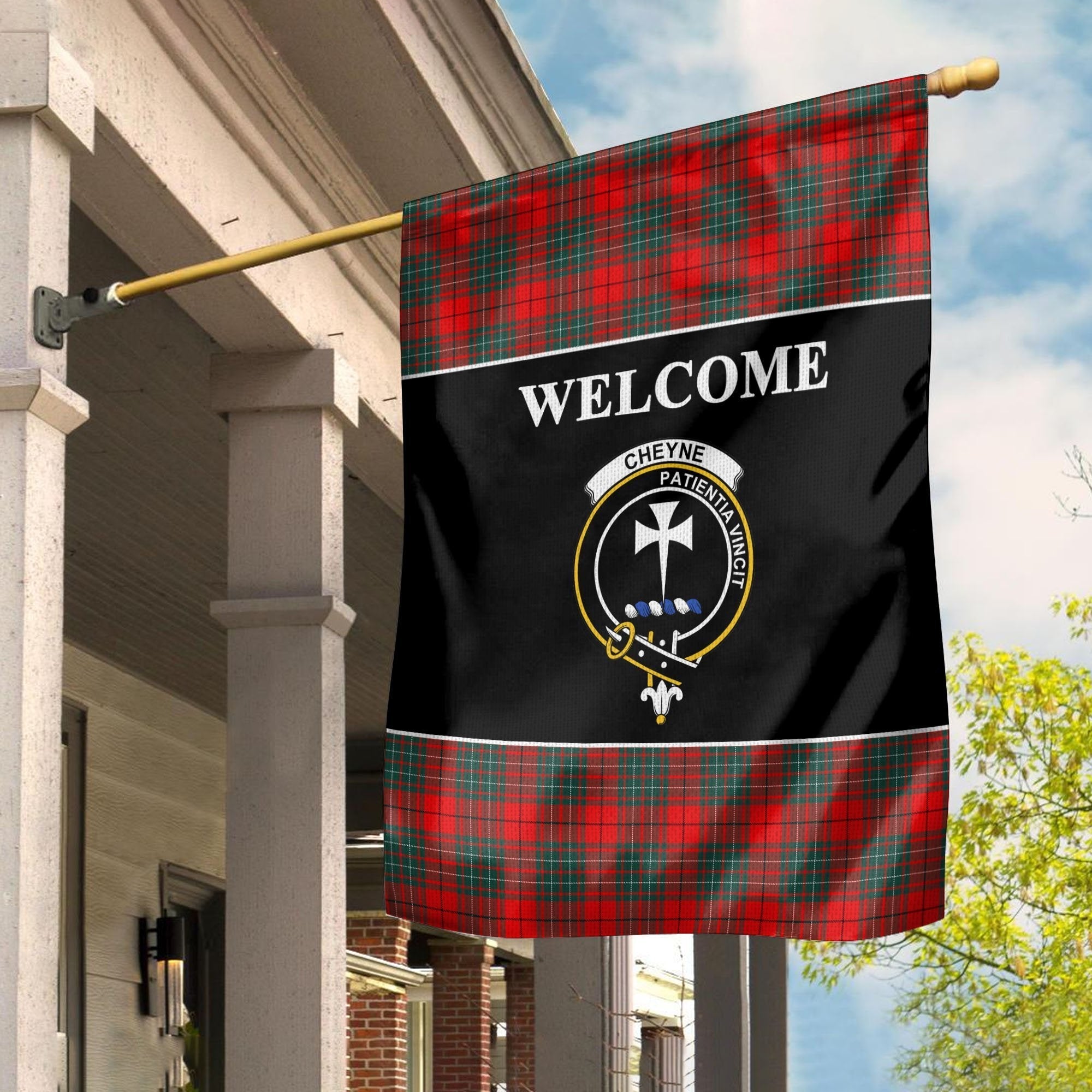 Clan Cheyne Tartan Crest Black Garden Flag NG38 Clan Cheyne Tartan Today   