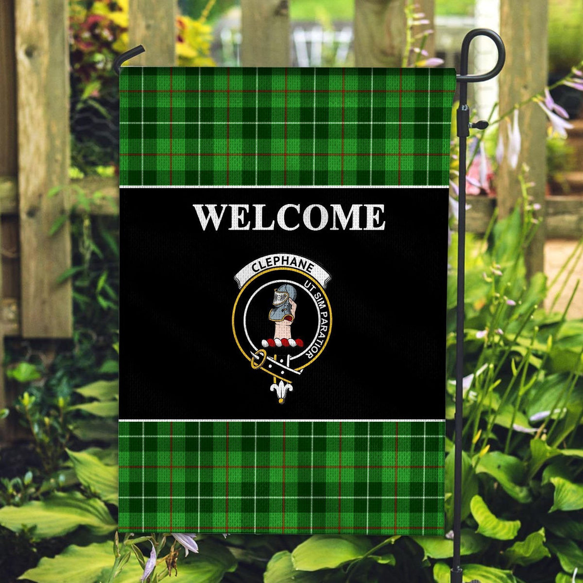 Clan Clephane (or Clephan) Tartan Crest Black Garden Flag HN69 Clan Clephan Tartan Today   