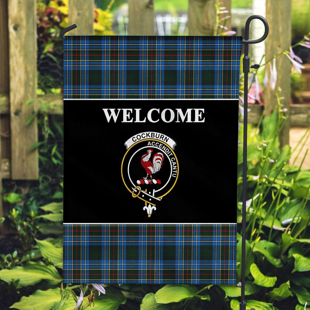 Clan Cockburn Tartan Crest Black Garden Flag ID11 Clan Cockburn Tartan Today   