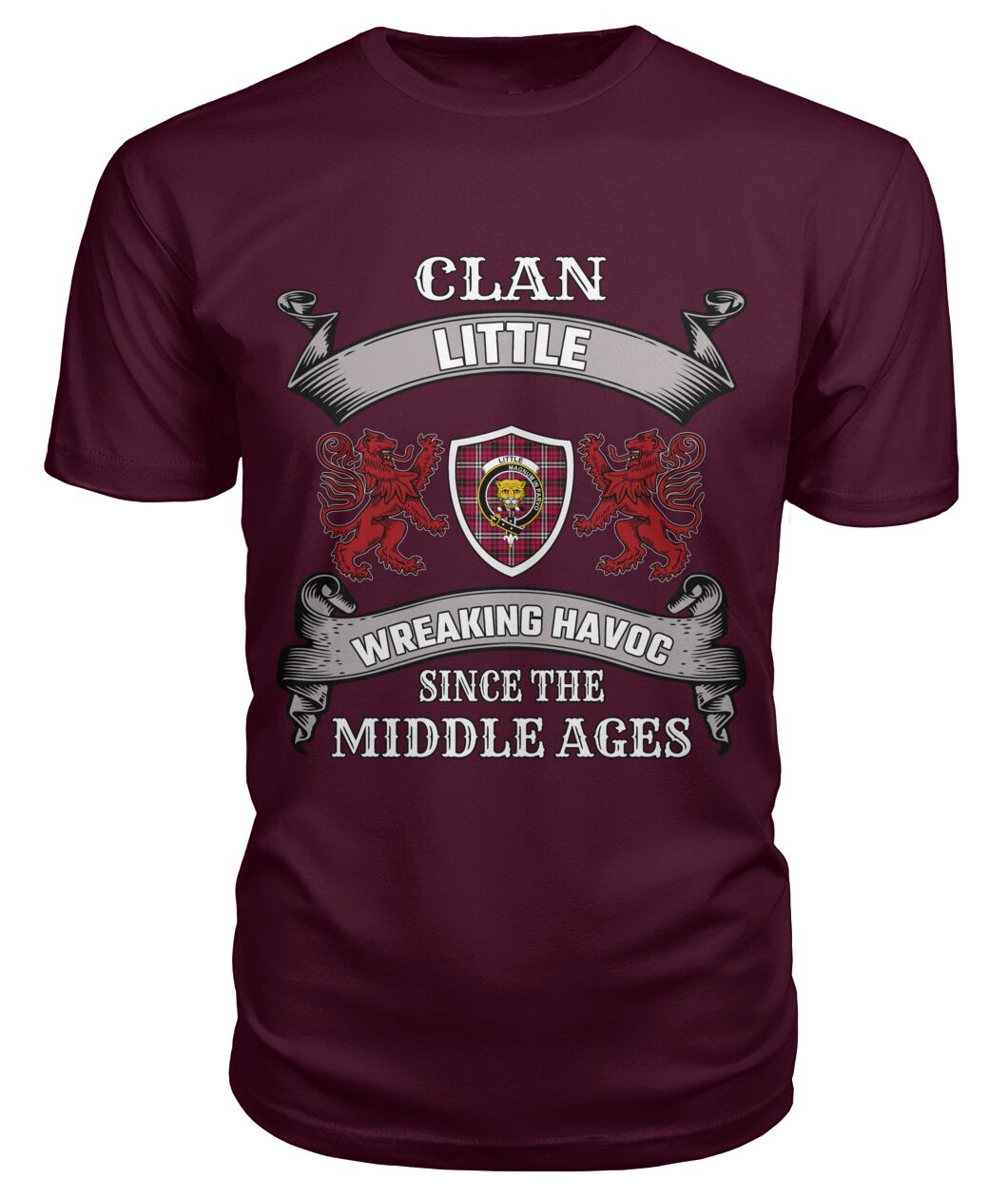 Clan Little Family Tartan 2D T-shirt CL11 Little Tartan Clan Tartan T-Shirt Maroon S Little Tartan Clan