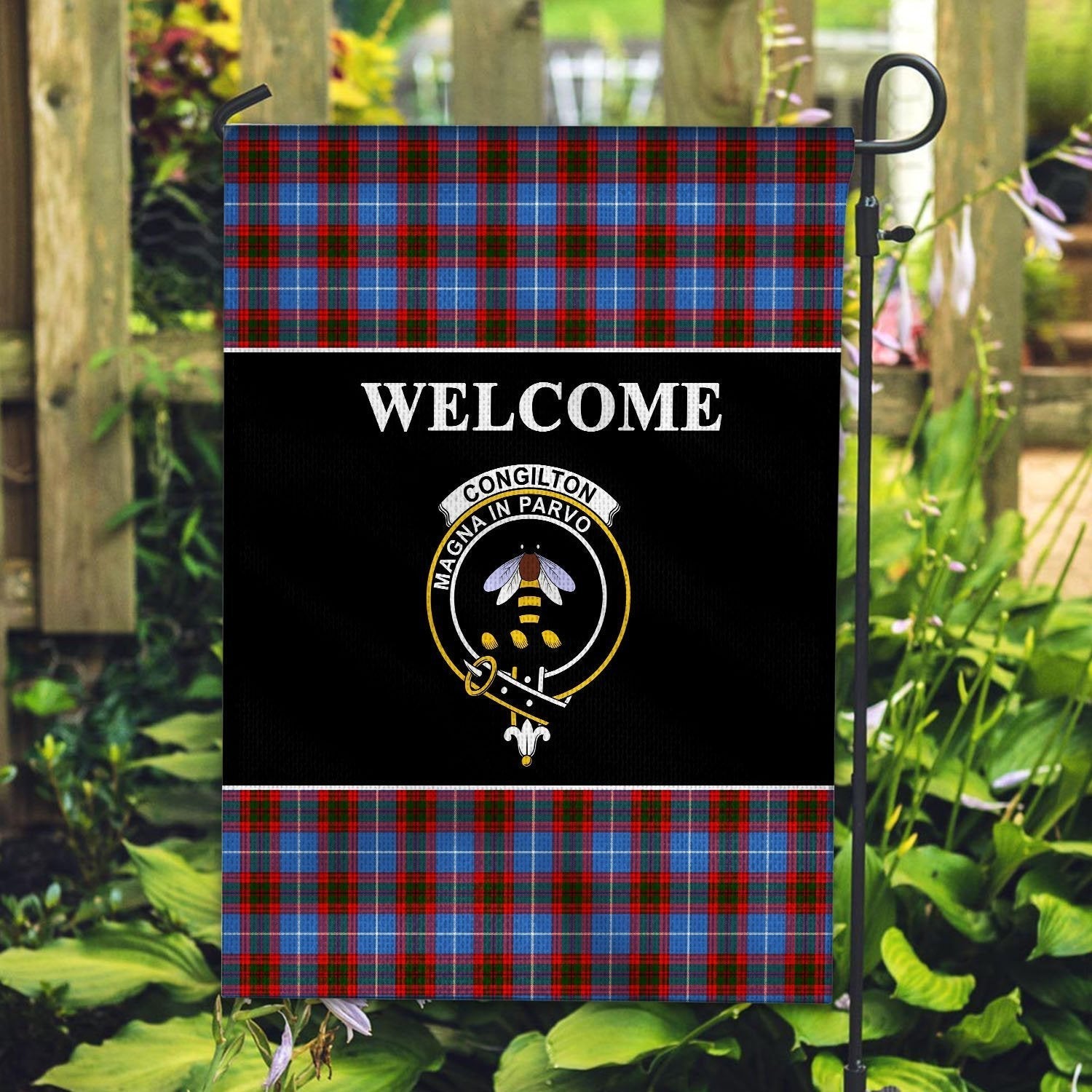 Clan Congilton Tartan Crest Black Garden Flag VE23 Clan Hall Tartan Today   