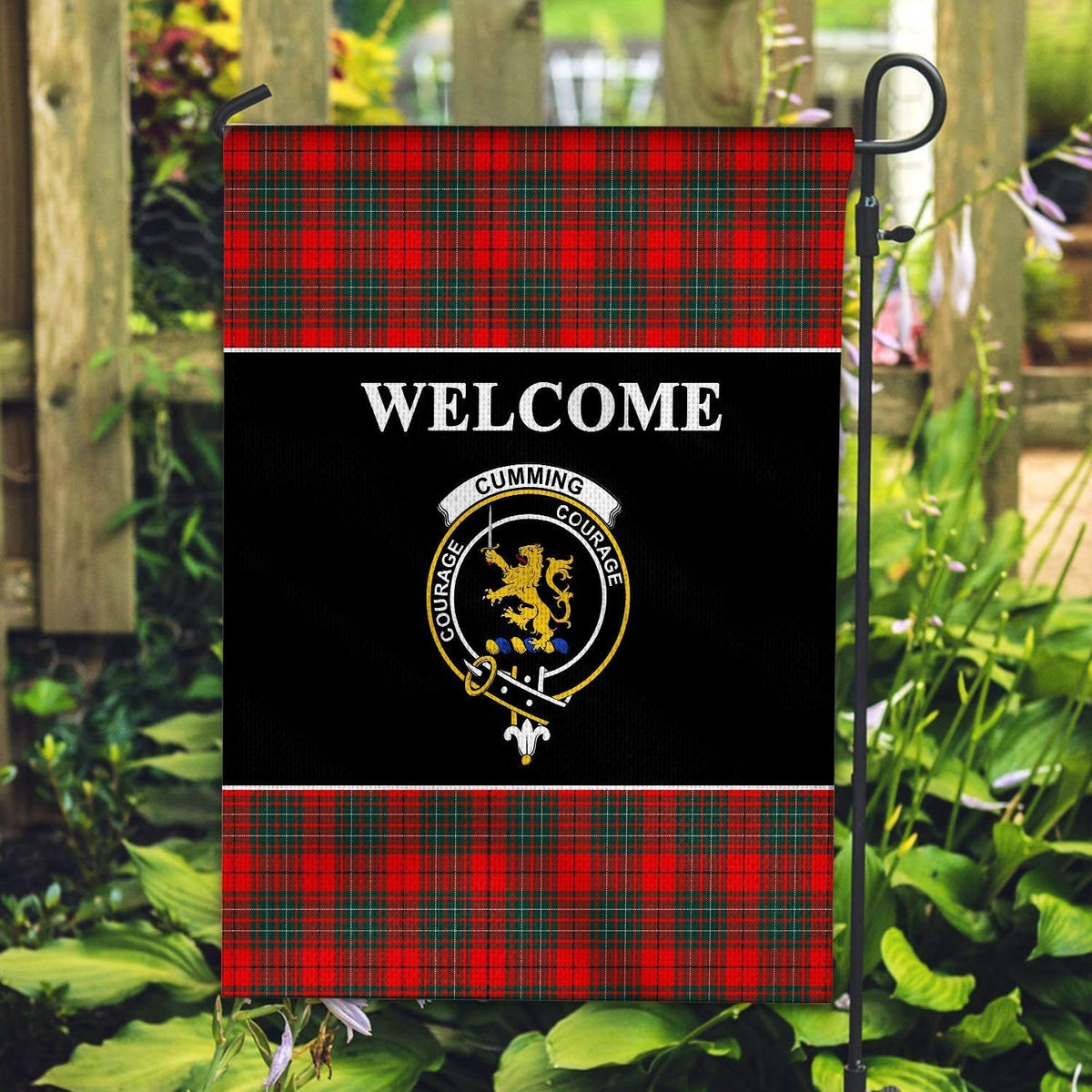 Clan Cumming Tartan Crest Black Garden Flag SE47 Clan Cumming Tartan Today   