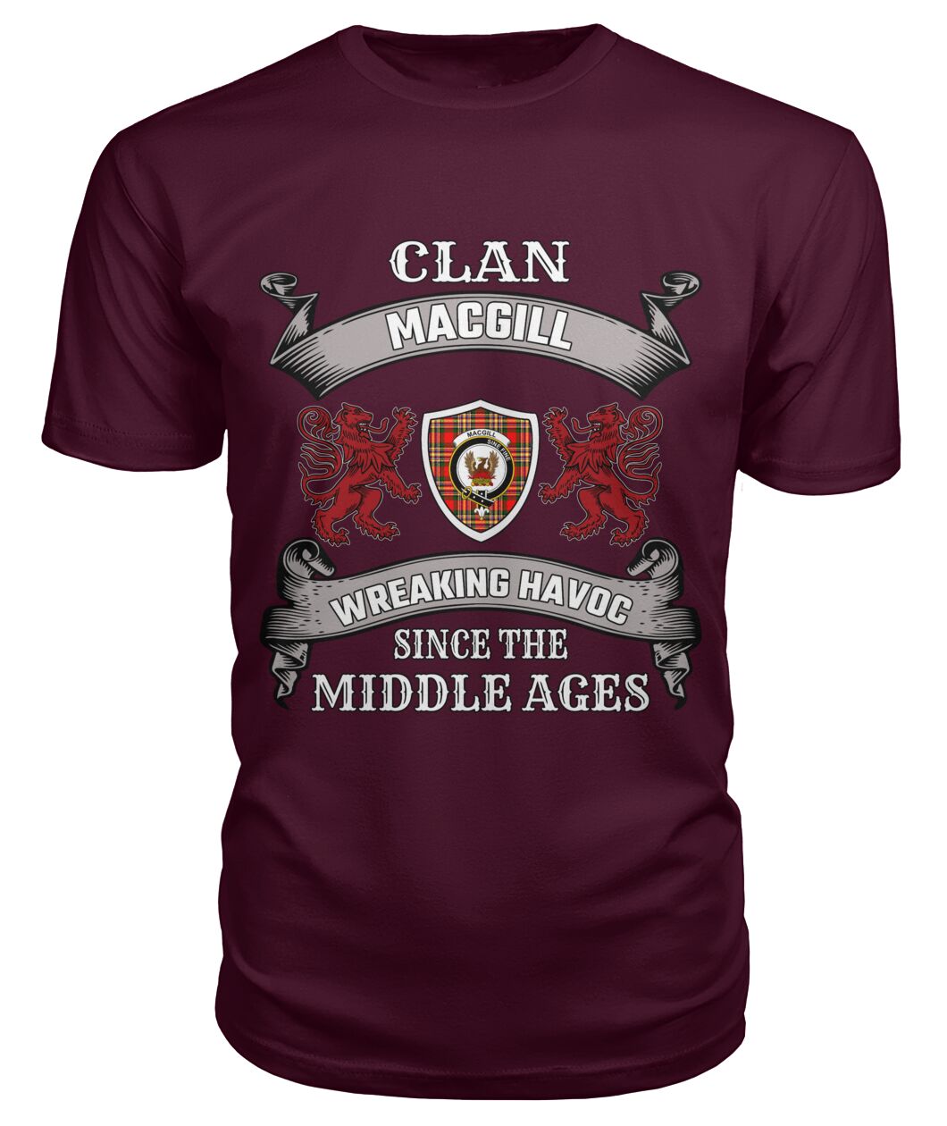 Clan MacGill Family Tartan 2D T-shirt WU28 MacGill Tartan Clan Tartan T-Shirt Maroon S MacGill Tartan Clan