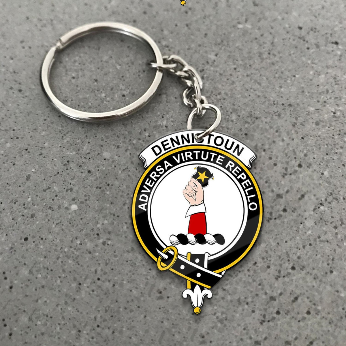 Clan Dennistoun Tartan Crest Keychain EU73 Clan Dennistoun Tartan Today   