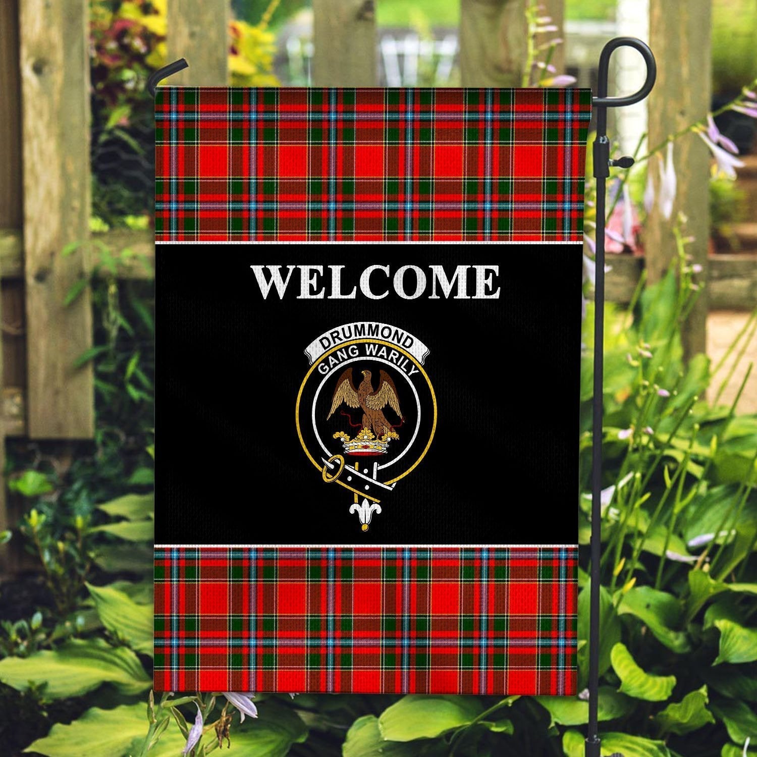 Clan Drummond Tartan Crest Black Garden Flag TF60 Clan Drummond Tartan Today   