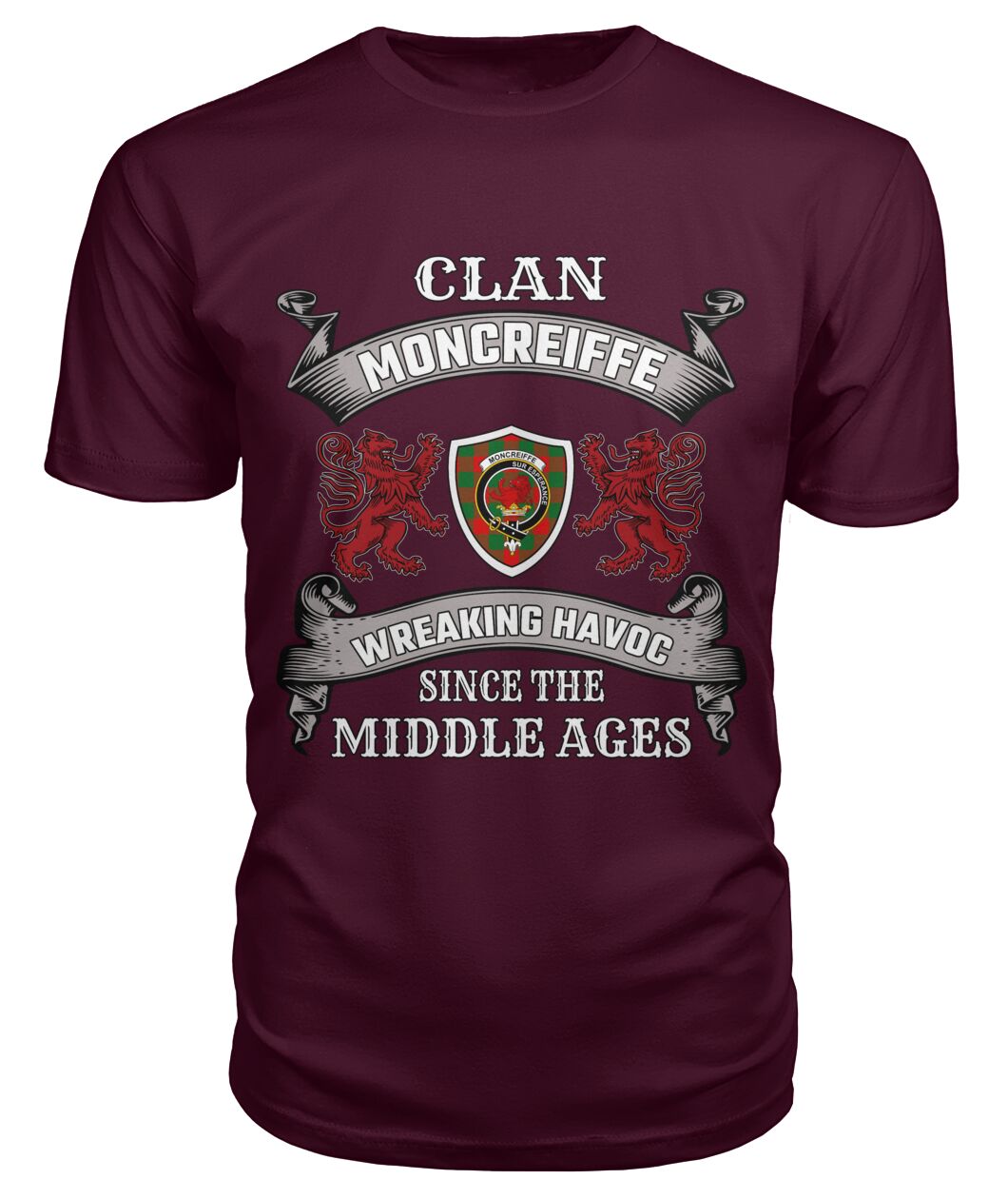 Clan Moncreiffe Family Tartan 2D T-shirt EV87 Moncreiffe Tartan Clan Tartan T-Shirt Maroon S Moncreiffe Tartan Clan