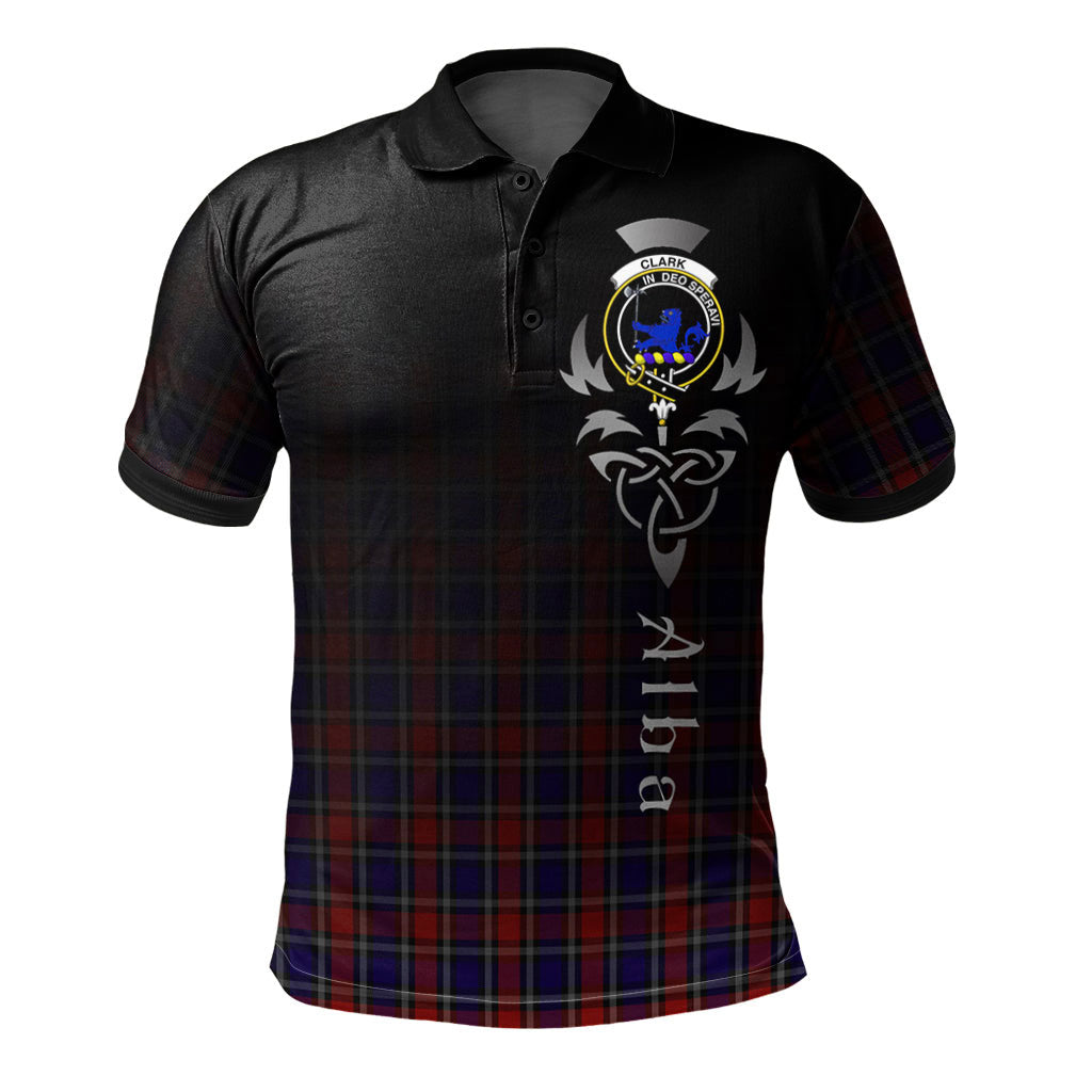 Clan Clark (Lion) Red Tartan Polo Shirt - Alba Celtic Style UN65 Clark (Lion) Red Tartan Tartan Polo   