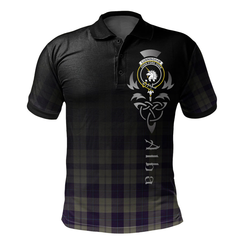 Clan Cunningham Dress Blue Dancers Tartan Polo Shirt - Alba Celtic Style BQ37 Cunningham Dress Blue Dancers Tartan Tartan Polo   