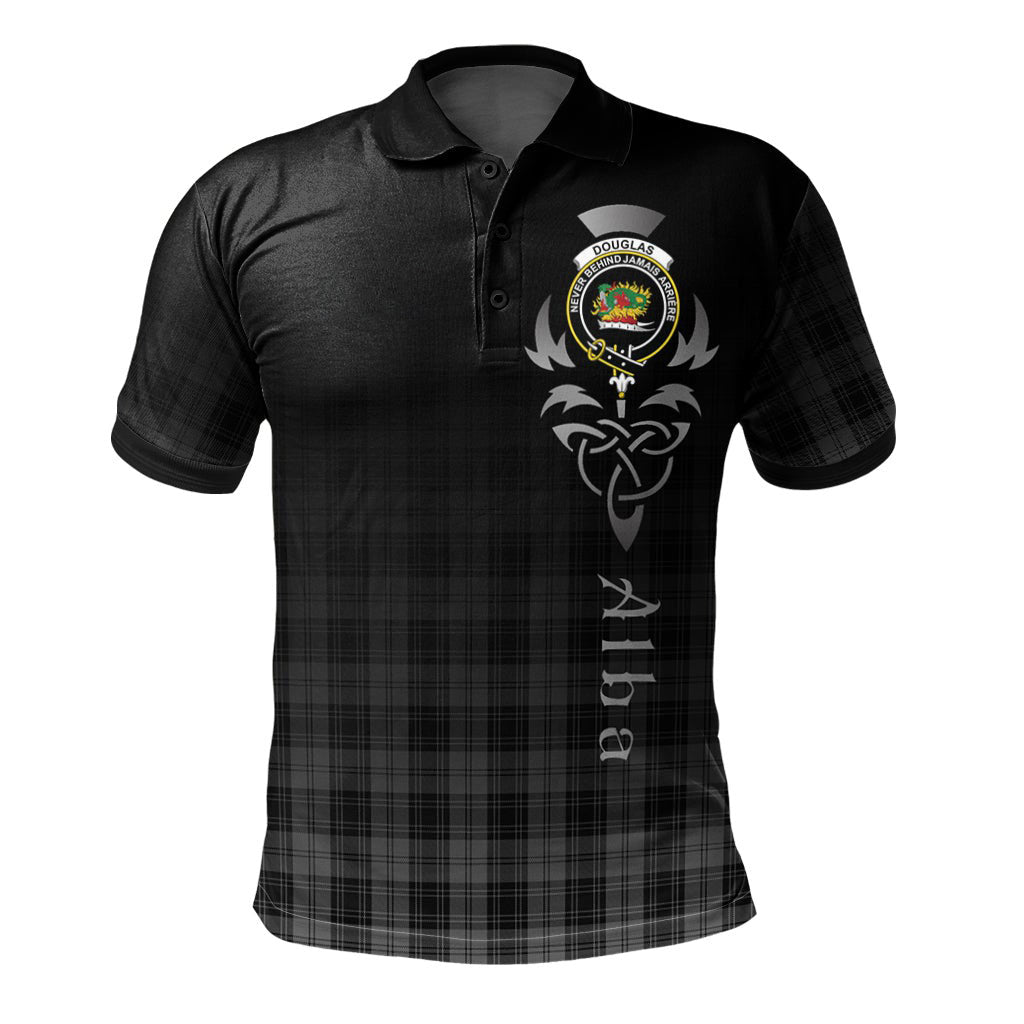 Clan Douglas Grey Tartan Polo Shirt - Alba Celtic Style GL45 Douglas Grey Tartan Tartan Polo   