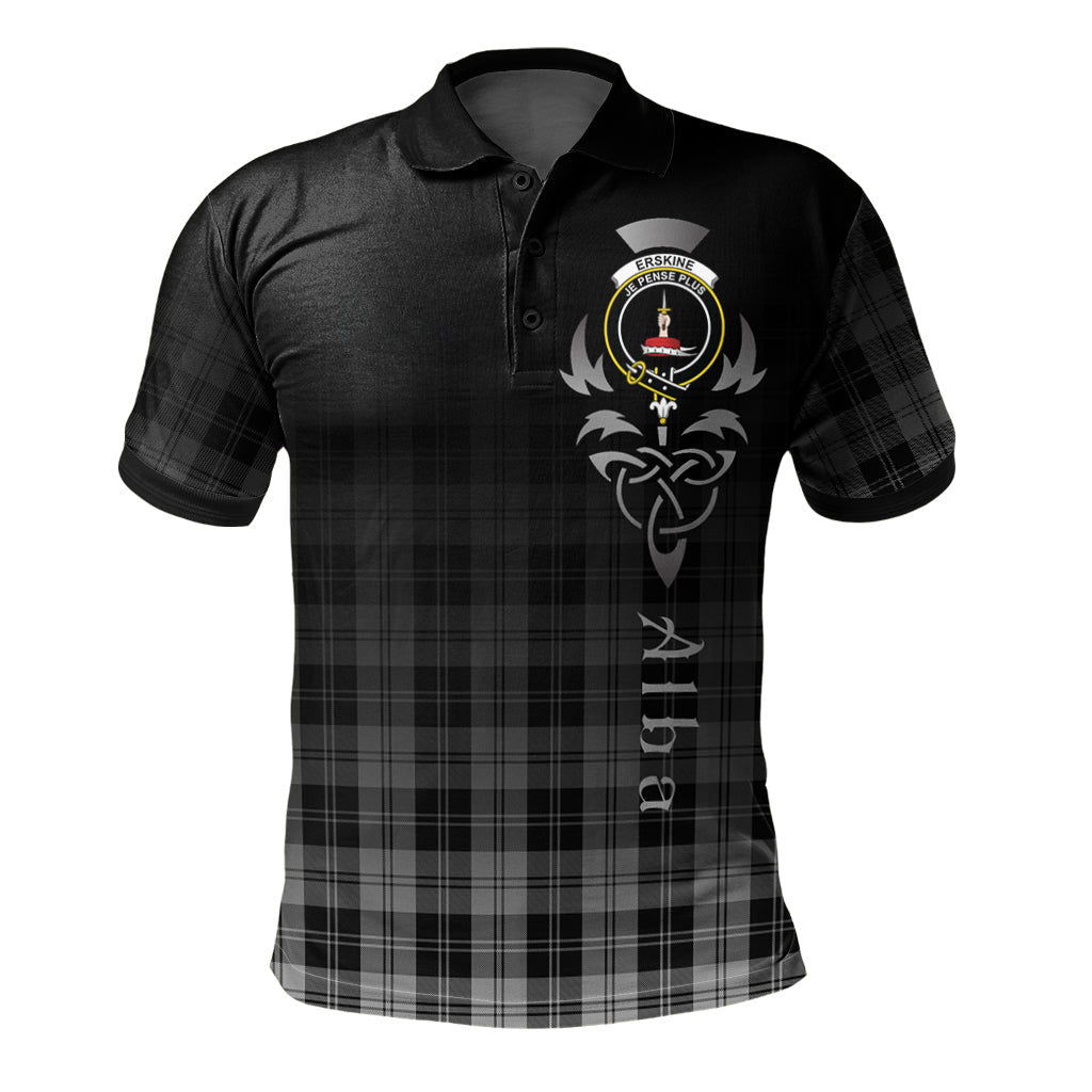 Clan Erskine Black and White Tartan Polo Shirt - Alba Celtic Style OF70 Erskine Black and White Tartan Tartan Polo   