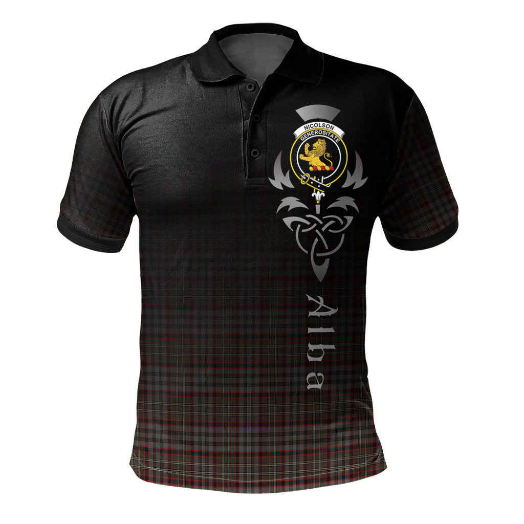 Clan Nicolson Hunting Weathered Tartan Polo Shirt - Alba Celtic Style DE39 Nicolson Hunting Weathered Tartan Tartan Polo   