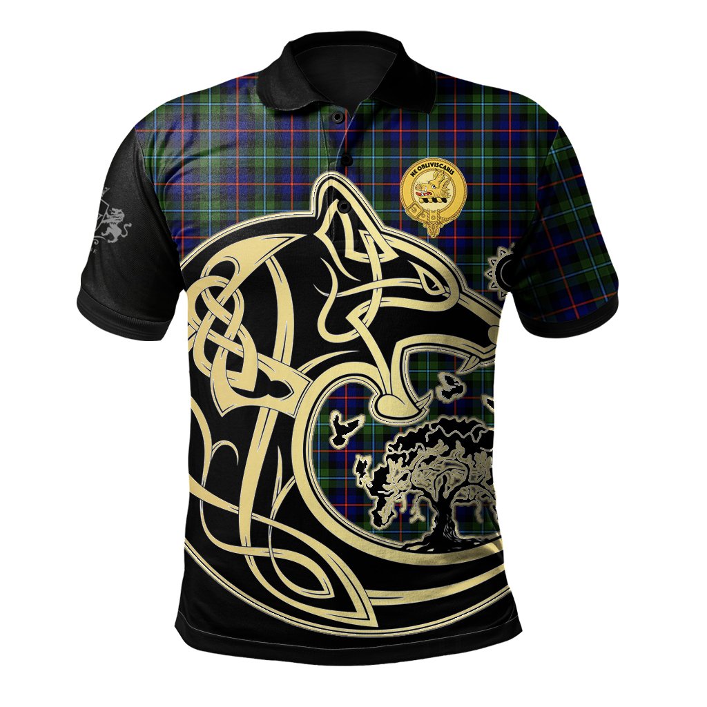 Clan Campbell of Cawdor Modern Tartan Polo Shirt Viking Wolf DT77 Campbell of Cawdor Modern Tartan Tartan Polo   