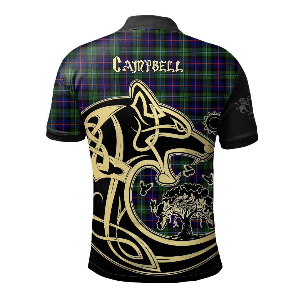 Clan Campbell of Cawdor Modern Tartan Polo Shirt Viking Wolf DT77 Campbell of Cawdor Modern Tartan Tartan Polo   