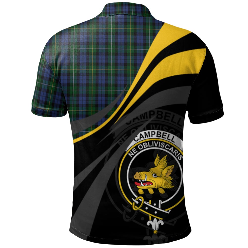 Clan Campbell of Loudoun Tartan Polo Shirt - Royal Coat Of Arms Style BW96 Campbell of Loudoun Tartan Tartan Polo   