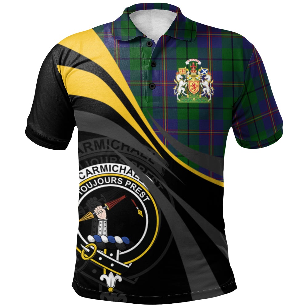 Clan Carmichael Tartan Polo Shirt - Royal Coat Of Arms Style AL93 Carmichael Tartan Tartan Polo   