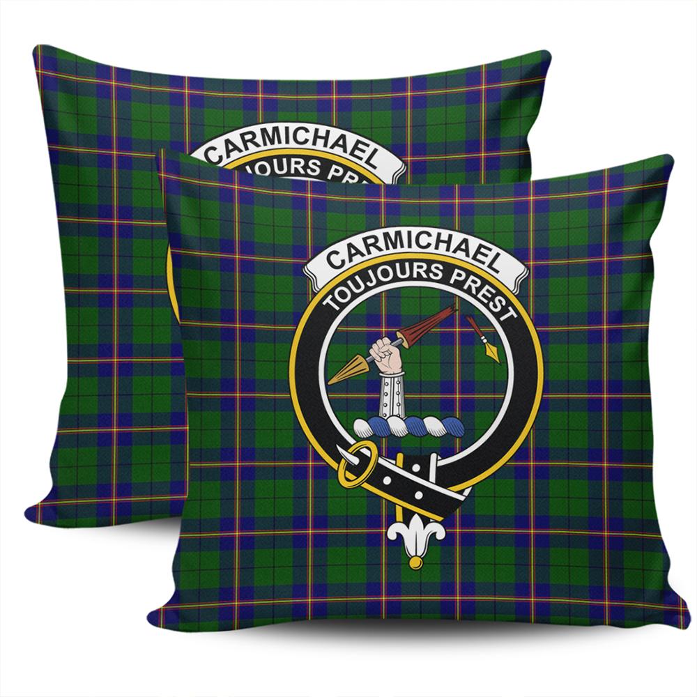 Clan Carmichael Modern Tartan Crest Pillow Cover LP33 Clan Carmichael Tartan Today   