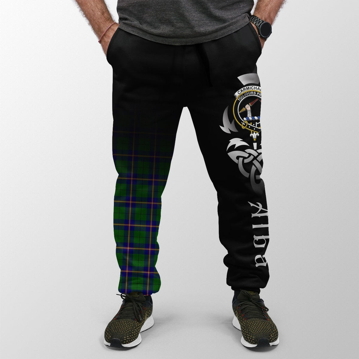 Clan Carmichael Modern Tartan Crest Jogger Sweatpants  Alba Celtic Style RV45 Clan Carmichael Tartan Today   