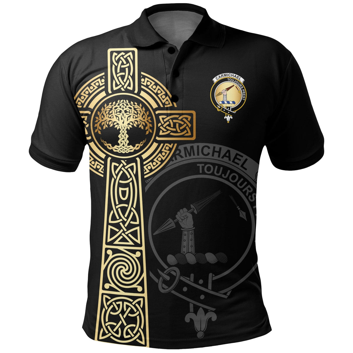 Clan Carmichael Clan Unisex Polo Shirt - Celtic Tree Of Life EK70 Carmichael Tartan Tartan Polo   