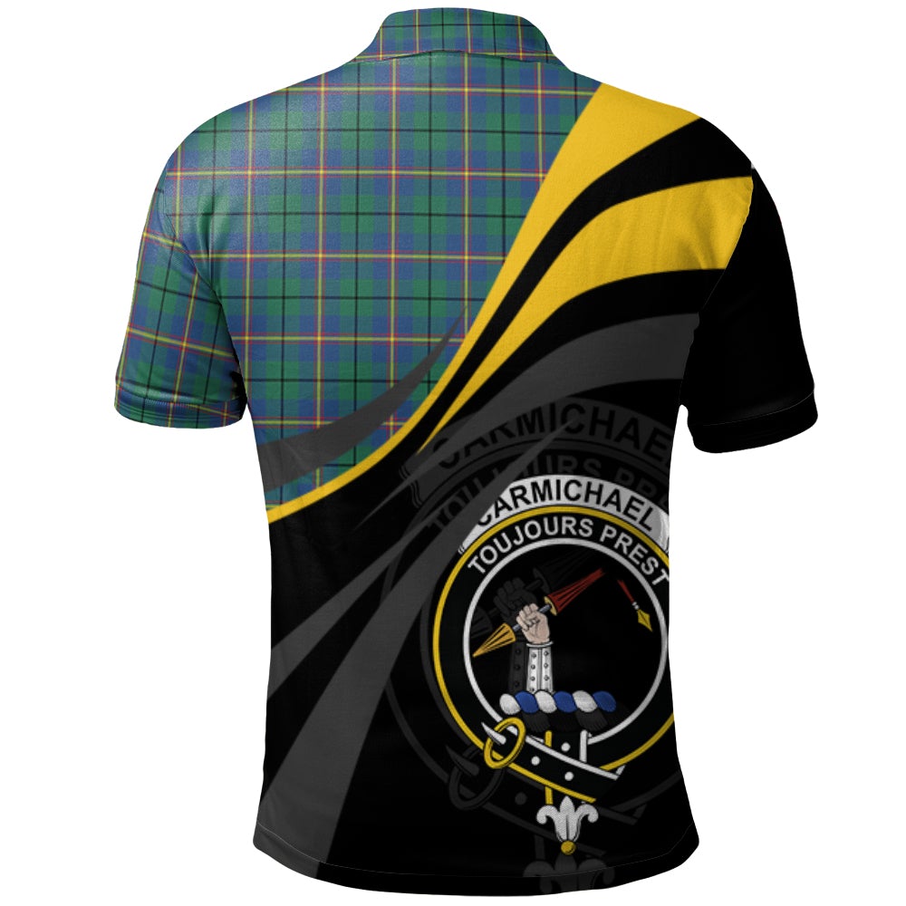 Clan Carmichael Ancient Tartan Polo Shirt - Royal Coat Of Arms Style BN82 Carmichael Ancient Tartan Tartan Polo   