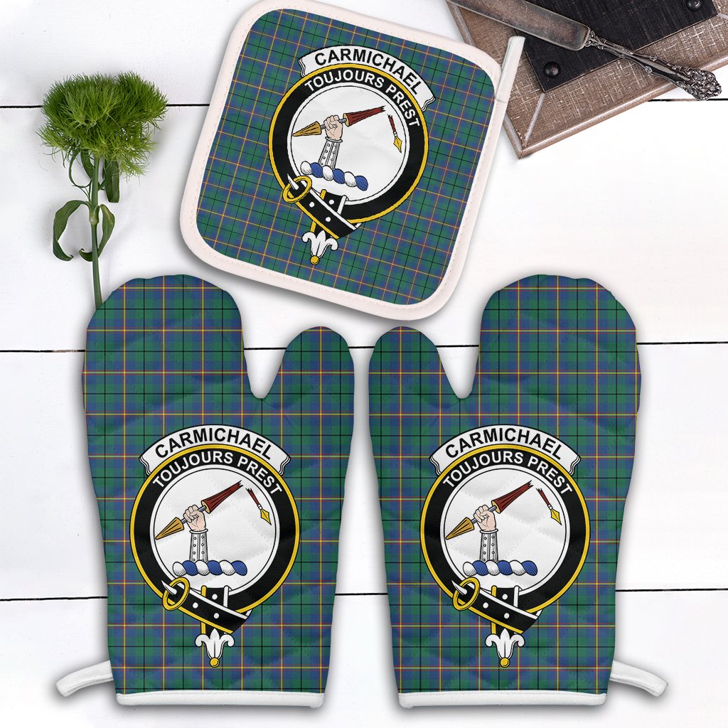 Clan Carmichael Ancient Tartan Crest Oven Mitt And Pot Holder (2 Oven Mitts + 1 Pot Holder) XE41 Clan Carmichael Tartan Today   