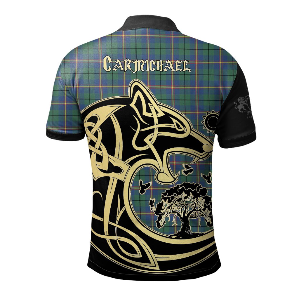 Clan Carmichael Ancient Tartan Polo Shirt Viking Wolf AR97 Carmichael Ancient Tartan Tartan Polo   