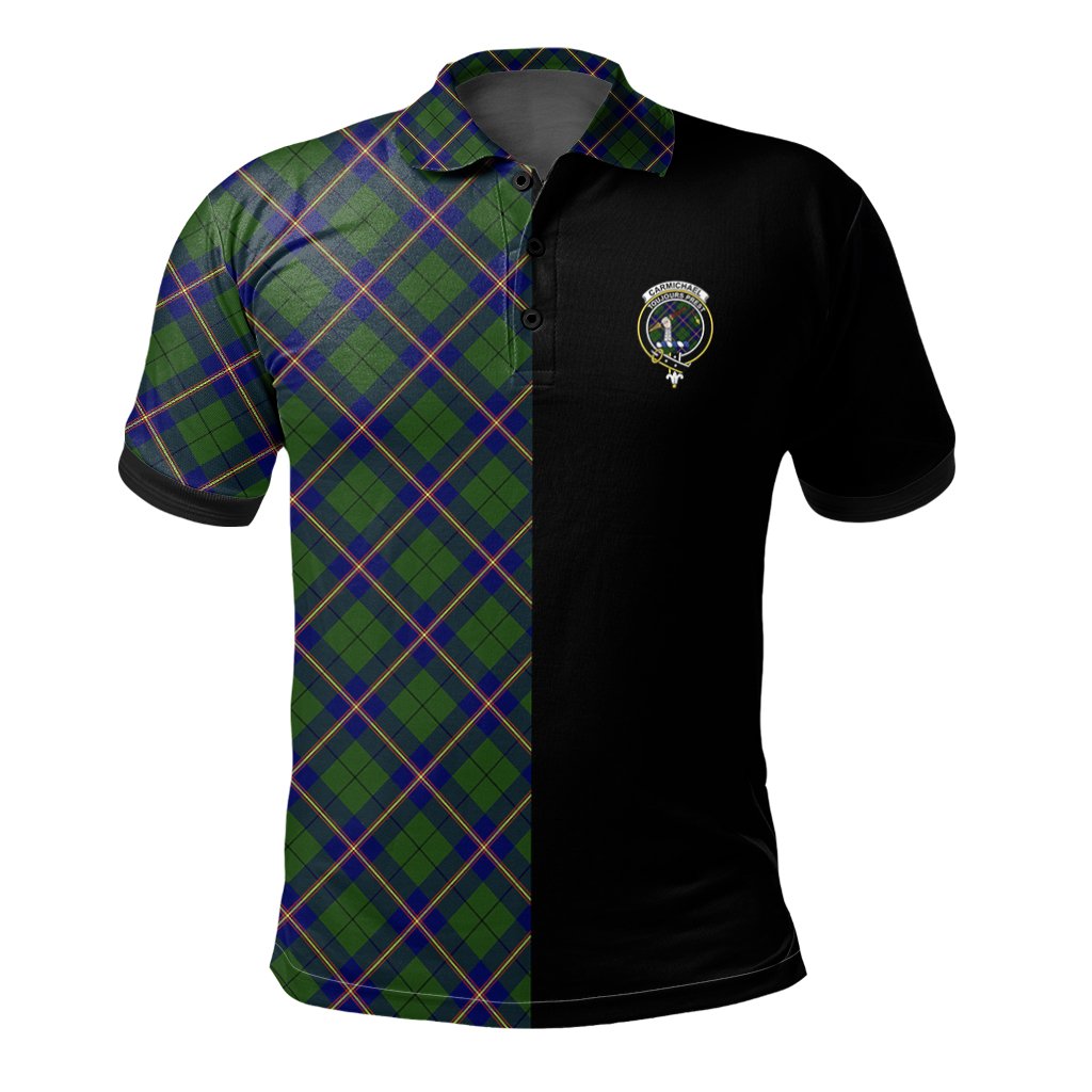 Clan Carmichael Modern Tartan Polo Shirt Half of Me - Cross Style GJ39 Carmichael Modern Tartan Tartan Polo   