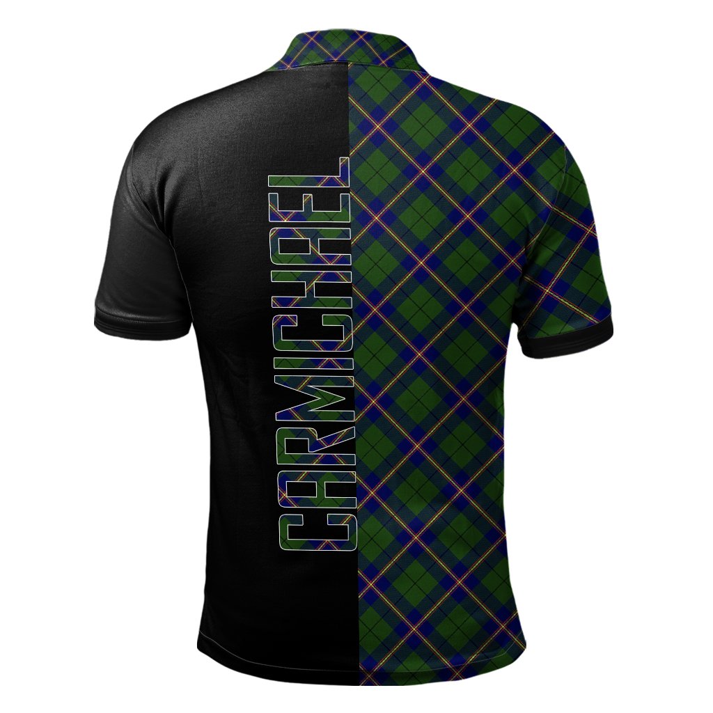 Clan Carmichael Modern Tartan Polo Shirt Half of Me - Cross Style GJ39 Carmichael Modern Tartan Tartan Polo   