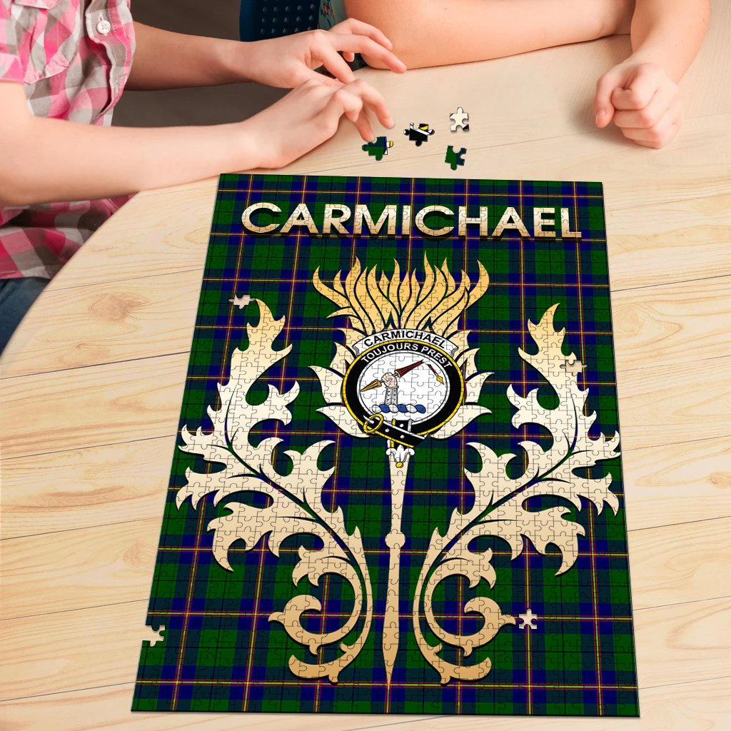 Clan Carmichael Modern Tartan Crest Thistle Jigsaw Puzzles Gift For Family FM45 Clan Carmichael Tartan Today   