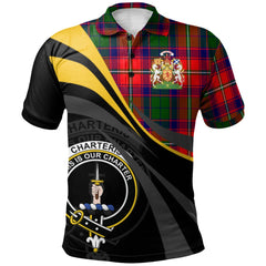 Clan Charteris Tartan Polo Shirt - Royal Coat Of Arms Style QF42 Charteris Tartan Tartan Polo   