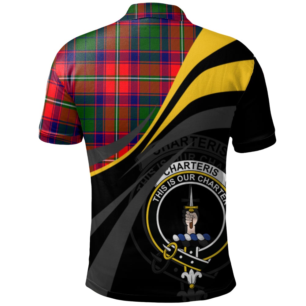 Clan Charteris Tartan Polo Shirt - Royal Coat Of Arms Style QF42 Charteris Tartan Tartan Polo   